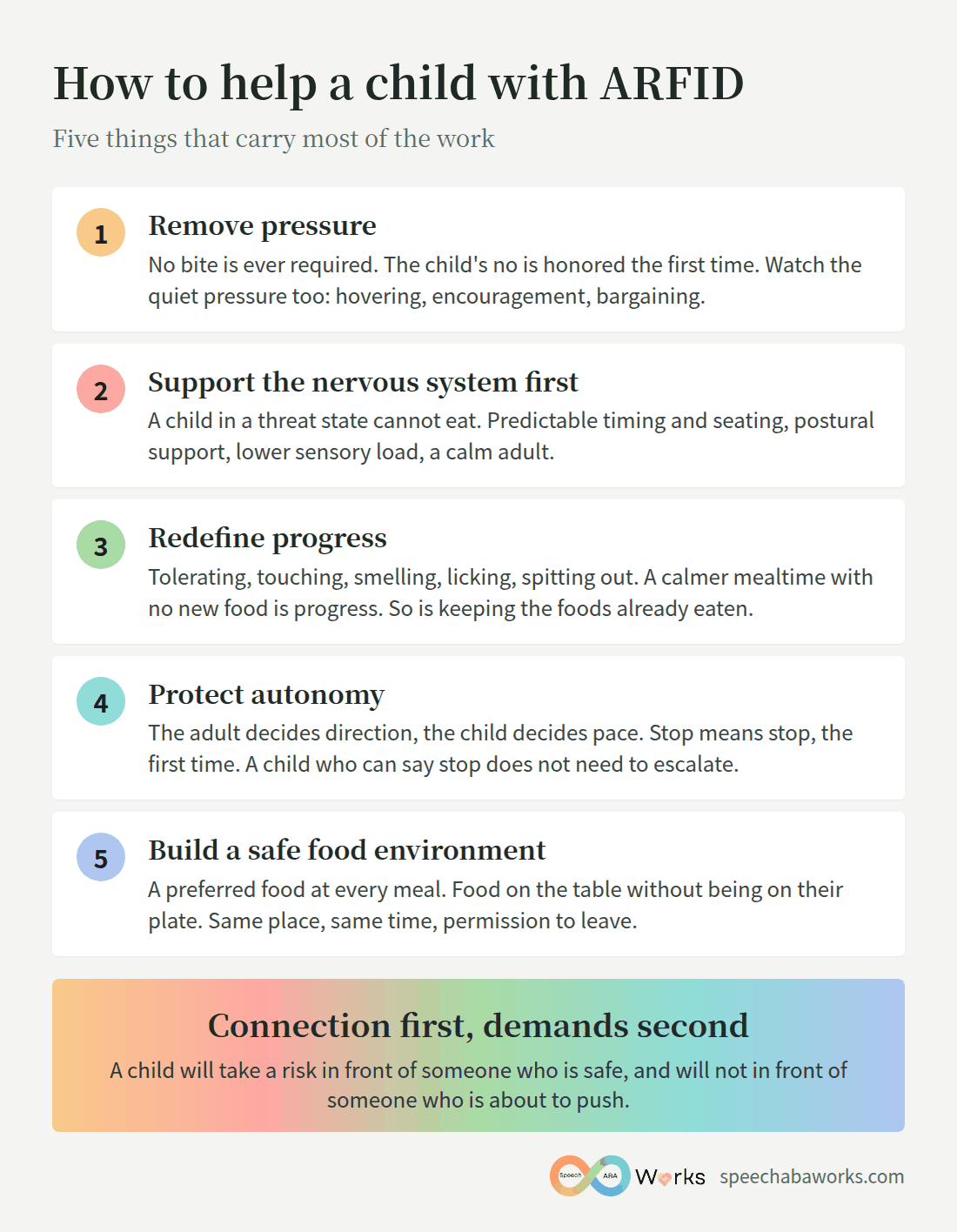 How to help a child with ARFID: removing pressure, supporting the nervous system first, redefining progress, protecting autonomy, building safe food environments